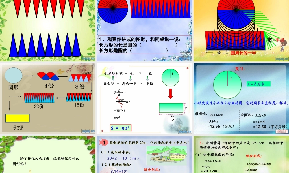 人教版六年级数学上册第四单元第五课时_圆的面积(例1)