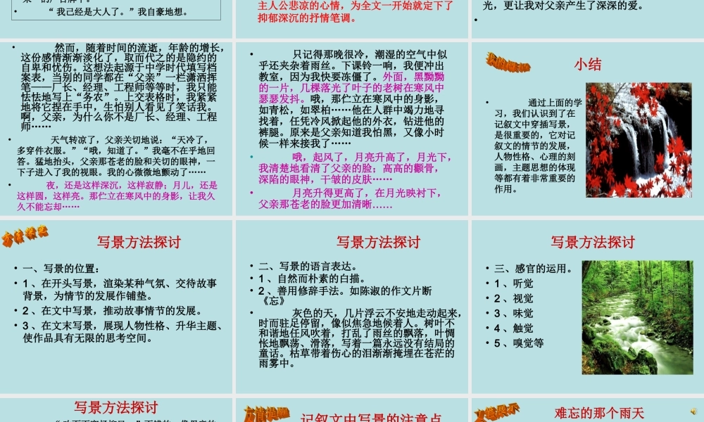 中考作文考前辅导写景让记叙文更精彩