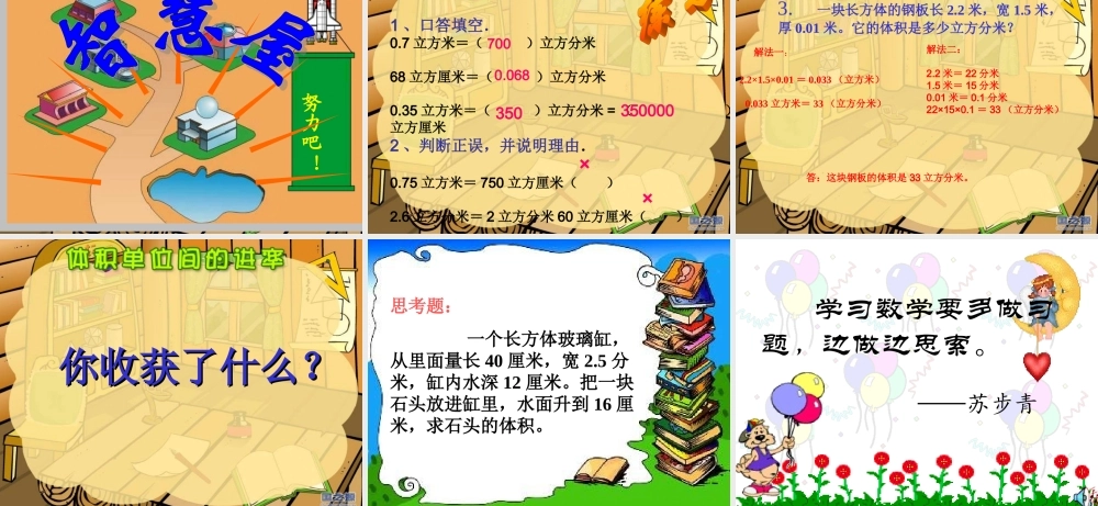 体积单位间的进率 (2)