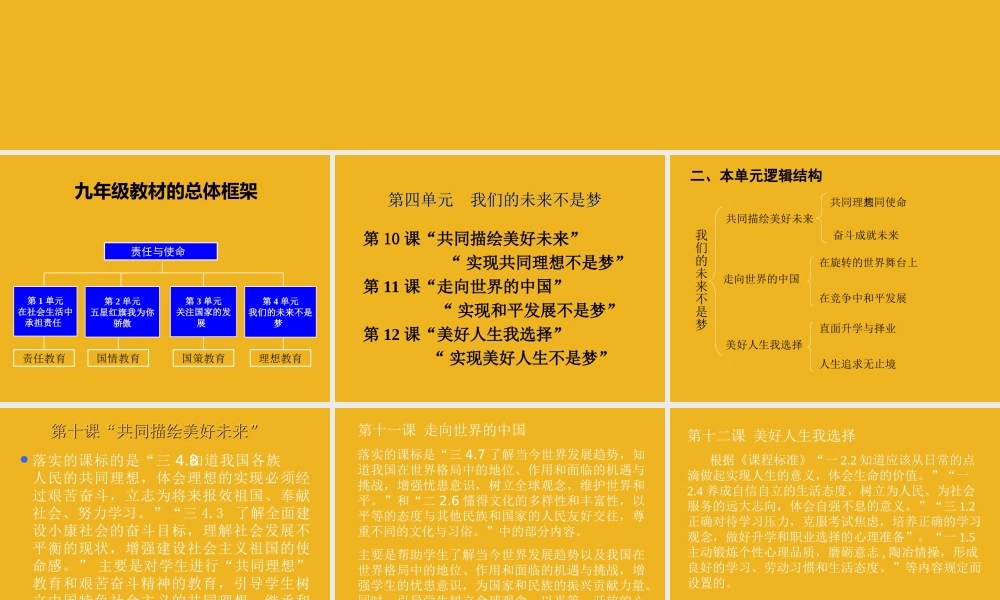 九年级政治 第四单元(我们的未来不是梦) 单元复习课件 鲁教版 课件
