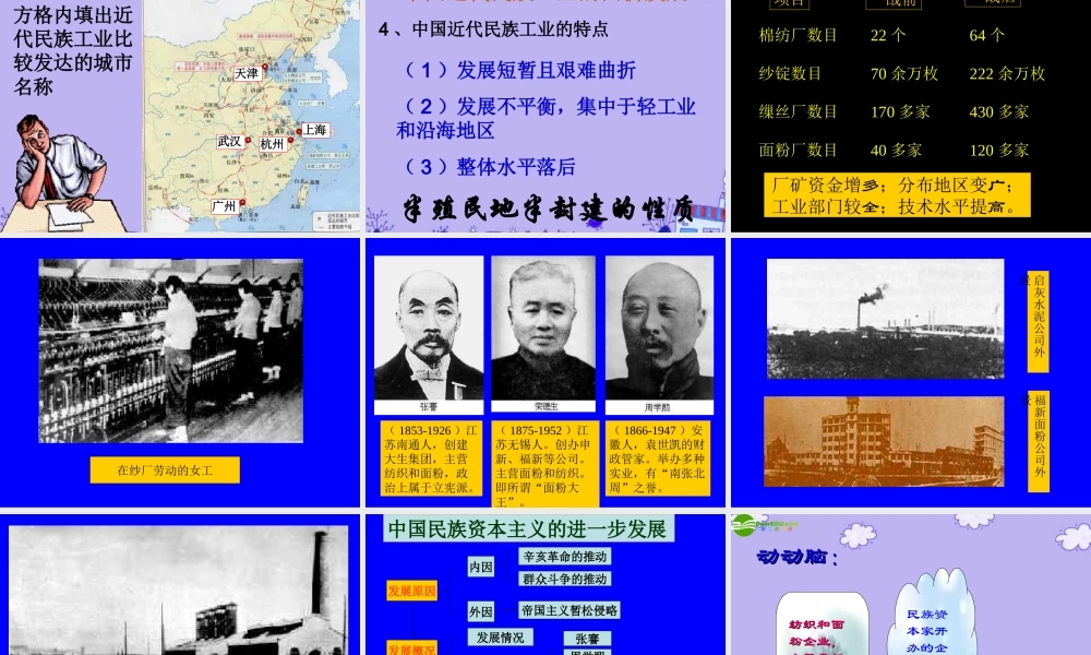 八年级历史上册 (中国近代民族工业的发展)课件 人教新课标版 课件