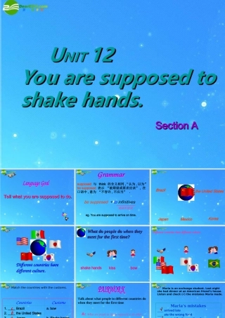 九年级英语 UNIT12 You are supposed to shake hands 课件 人教新目标版 课件