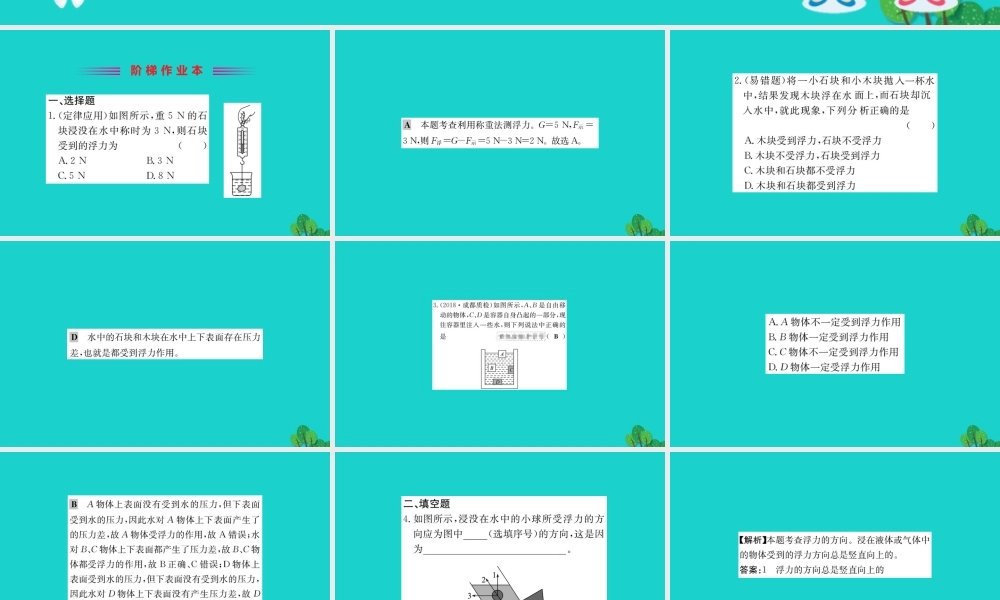 八年级物理全册 第九章 第一节 认识浮力习题课件 (新版)沪科版 课件