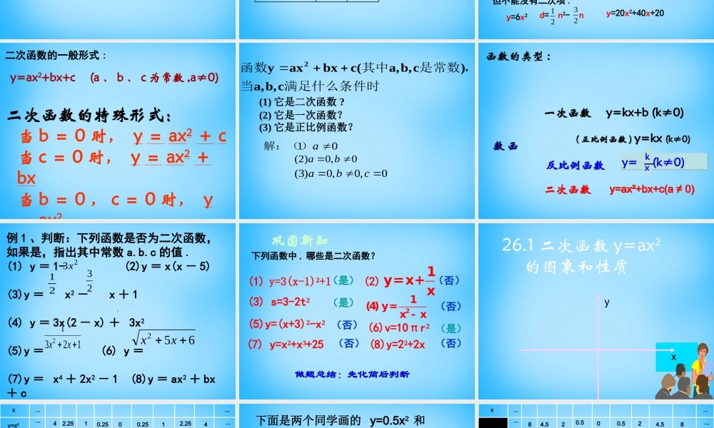 九年级数学下册 2611 二次函数的基本概念课件 新人教版 课件
