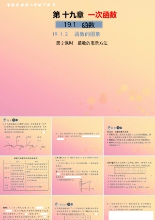 春八年级数学下册 第19章 一次函数 19.1 函数 19.1.2 函数的图象 第2课时 函数的表示方法习题课件 (新版)新人教版 课件