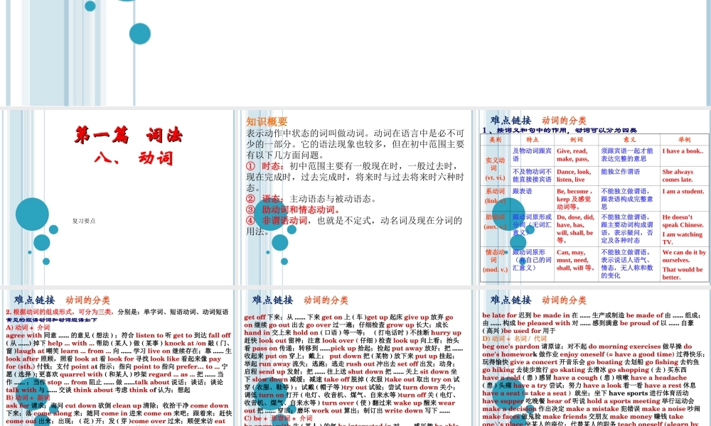 九年级英语中考复习方案－动词课件