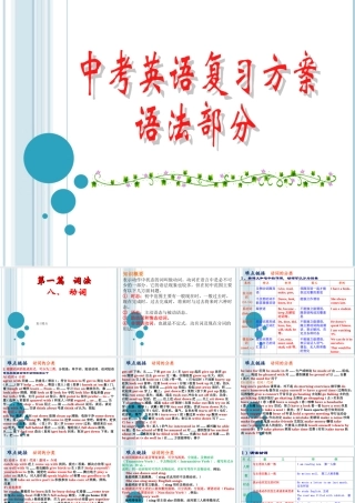 九年级英语中考复习方案－动词课件