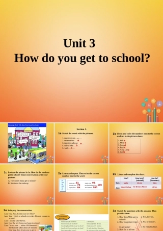 山东省郓城县随官屯镇七年级英语下册 Unit 3 How do you get to school课件 (新版)人教新目标版 课件