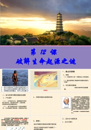 【历史】第12课探索生命起源之谜课件(人教版必修3)