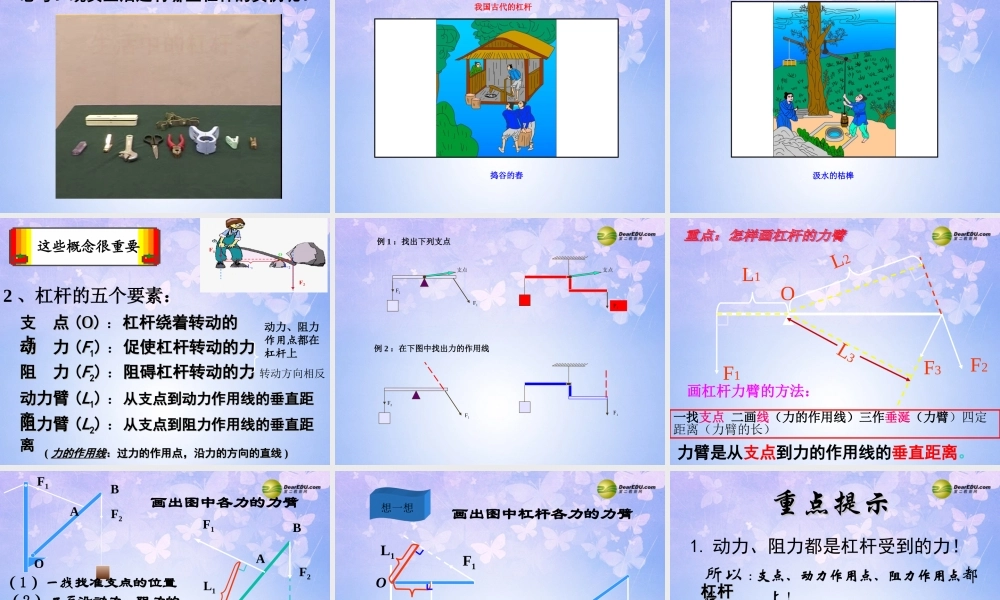 九年级物理上册 111 杠杆(第一课时)课件 苏科版 课件