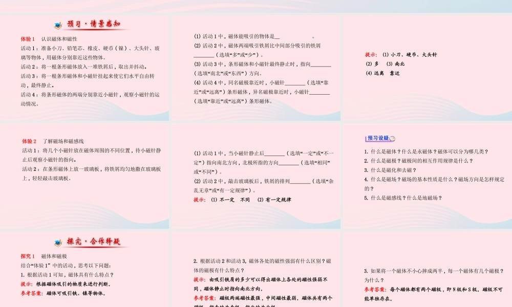 九年级物理下册 161从永磁体谈起课件 (新版)粤教沪版 课件