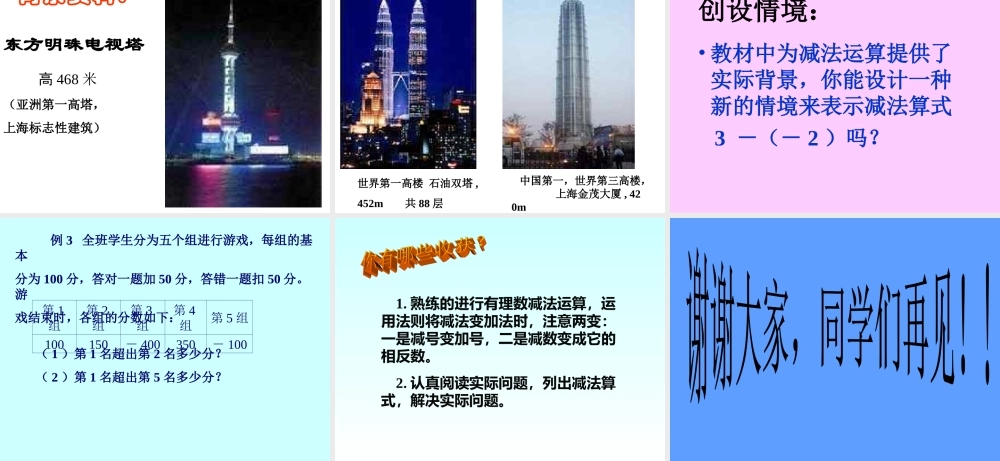 七年级数学上：2.5有理数的减法课件北师大版 课件