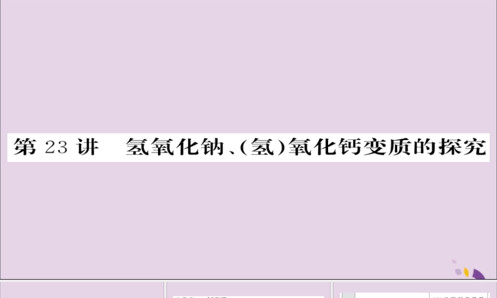 中考化学总复习 第一轮复习 系统梳理 夯基固本 第23讲 氢氧化钠氢氧化钙变质的探究课件