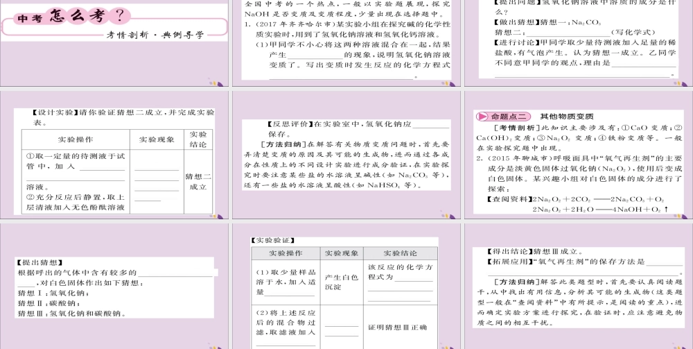 中考化学总复习 第一轮复习 系统梳理 夯基固本 第23讲 氢氧化钠氢氧化钙变质的探究课件