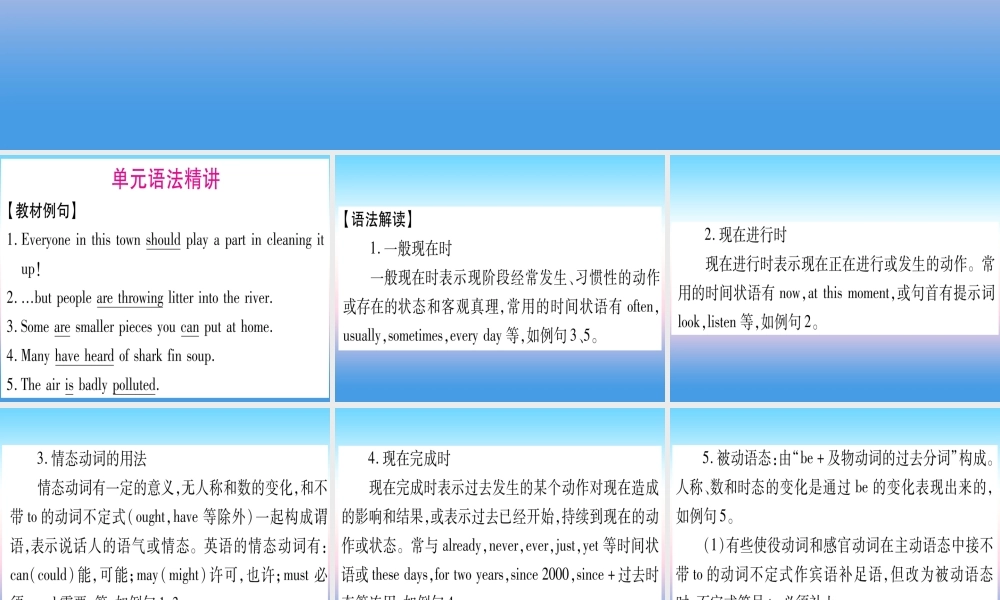 九年级英语全册 Unit 13 We re trying to save the earth语法精讲精练(Grammar focus 4c)课堂导练课件(含中考真题)(新版)人教新目标版 课件