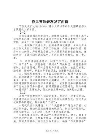 作风整顿表态发言两篇