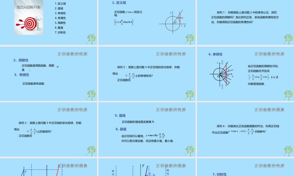 山西省忻州市高考数学 专题 正切函数的图象与性质复习课件