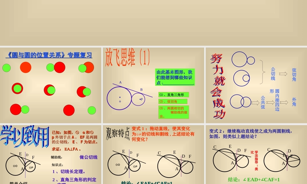 圆与圆的位置关系专题复习 圆与圆的位置关系专题复习课件 圆与圆的位置关系专题复习课件