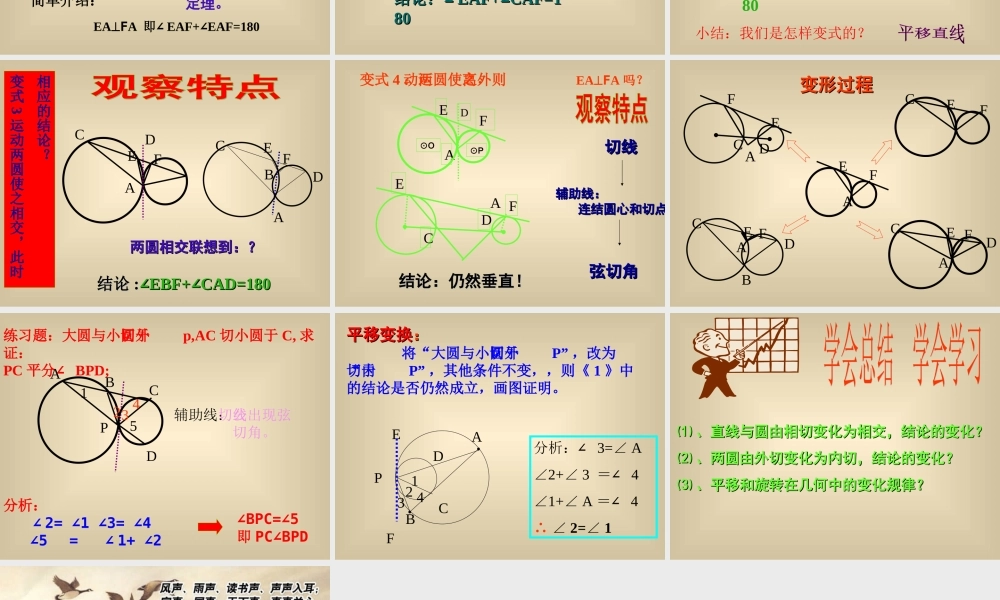 圆与圆的位置关系专题复习 圆与圆的位置关系专题复习课件 圆与圆的位置关系专题复习课件