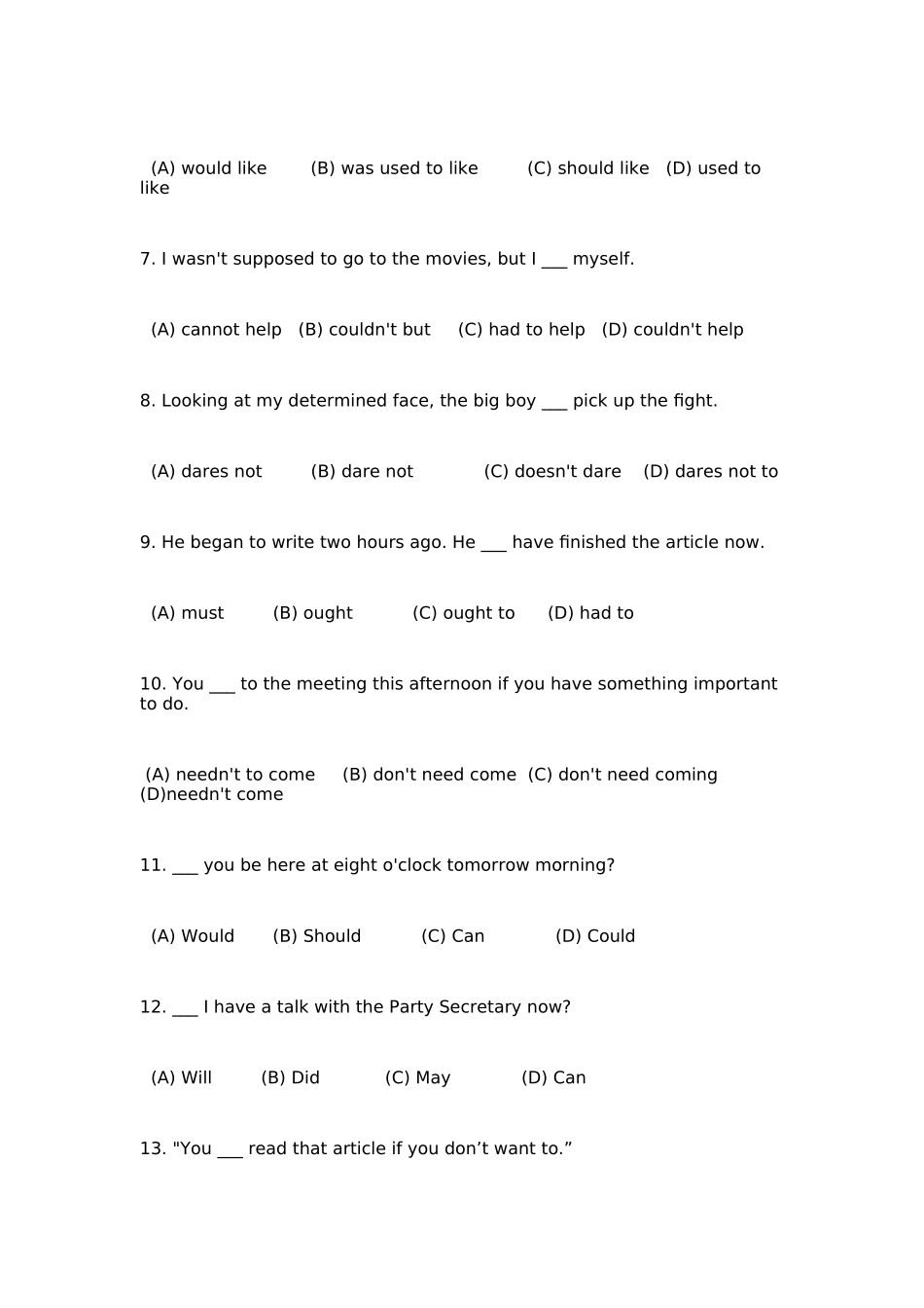 情态动词练习题_第2页