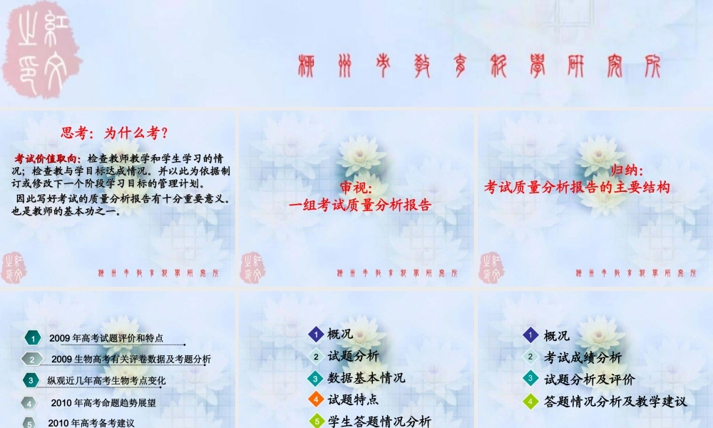 关于质量分析报告的格式与撰写方法（柳州市教科所李红文）