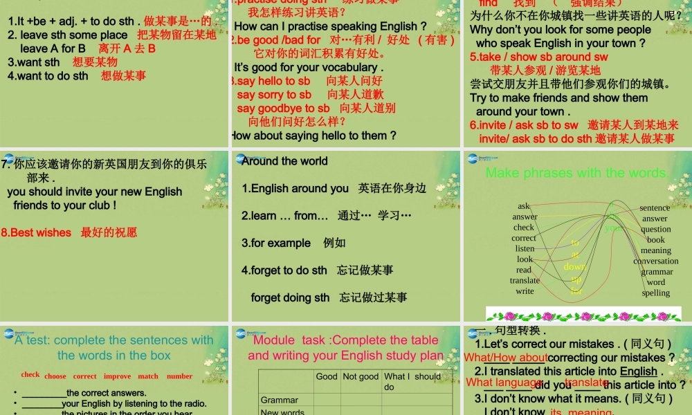 八年级英语上册 Module 1 Unit 3 Language in use！课件(2)(新版)外研版 课件