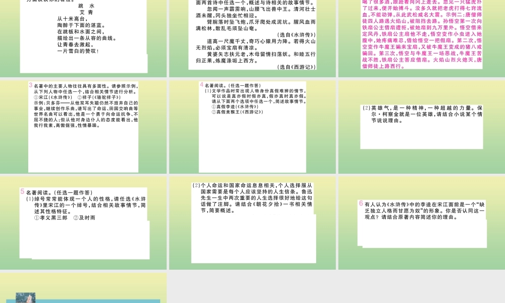 九年级语文上册 专题五 名著阅读作业课件 新人教版 课件