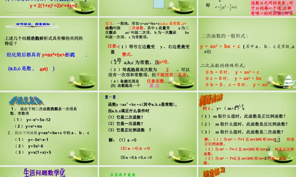 九年级数学上册 2211 二次函数课件 (新版)新人教版 课件