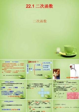 九年级数学上册 2211 二次函数课件 (新版)新人教版 课件