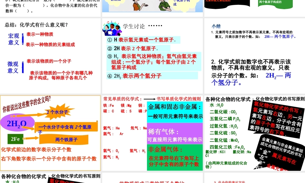 新人教九年级上化学化学式与化合价课件