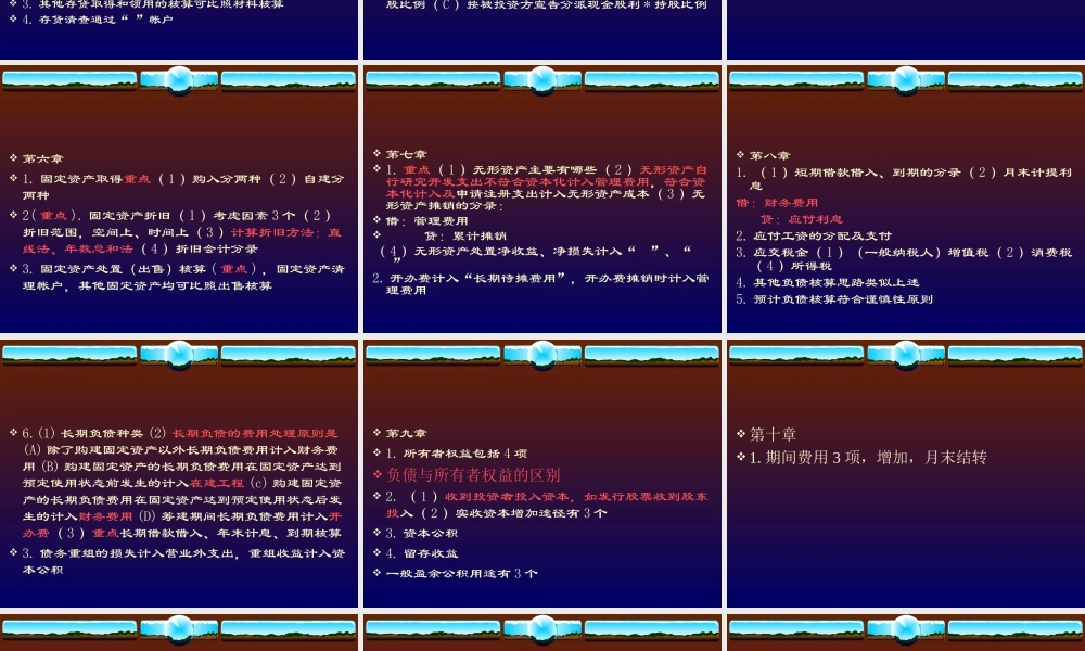 中级财务会计期末考试复习提纲