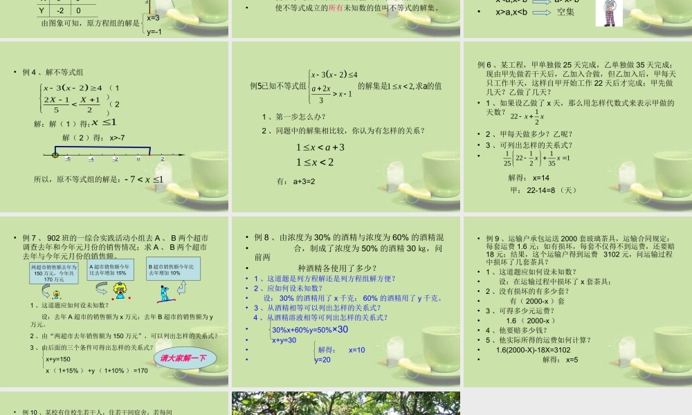 九年级数学总复习(方程组与不等式组)课件
