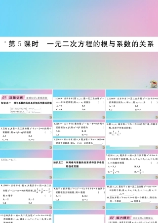 九年级数学上册 第21章(一元二次方程)212 解一元二次方程 第5课时 一元二次方程的根与系数的关系作业课件 (新版)新人教版 课件