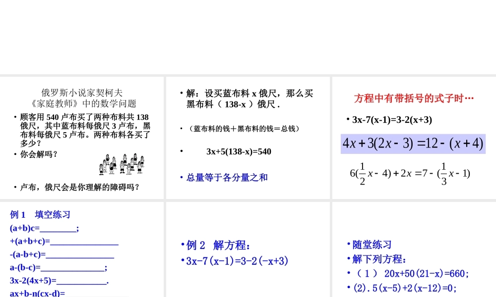 一元一次方程的解法3----去括号