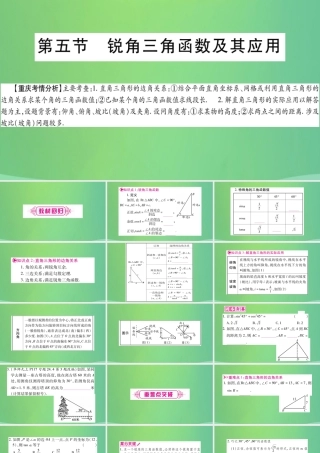 中考数学复习 第一轮 考点系统复习 第四章 三角形 第五节 锐角三角函数及其应用(精讲)课件