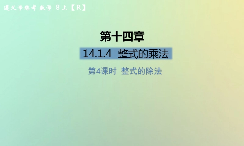 八年级数学上册 第十四章 整式的乘法与因式分解 14.1 整式的乘法 14.1.4 整式的乘法 第4课时 整式的除法习题课件 (新版)新人教版 课件