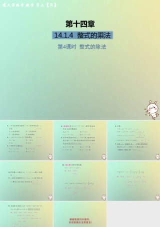 八年级数学上册 第十四章 整式的乘法与因式分解 14.1 整式的乘法 14.1.4 整式的乘法 第4课时 整式的除法习题课件 (新版)新人教版 课件
