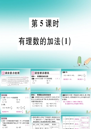 广东省秋七年级数学上册 第二章 有理数及其运算 第5课时 有理数的加法(1)习题课件 (新版)北师大版 课件