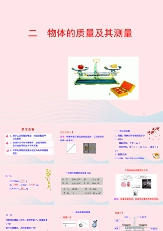 二  物体的质量及其测量课件 八年级物理上册 2.2物体的质量及其测量课件+素材(新版)北师大版 八年级物理上册 2.2物体的质量及其测量课件+素材(新版)北师大版