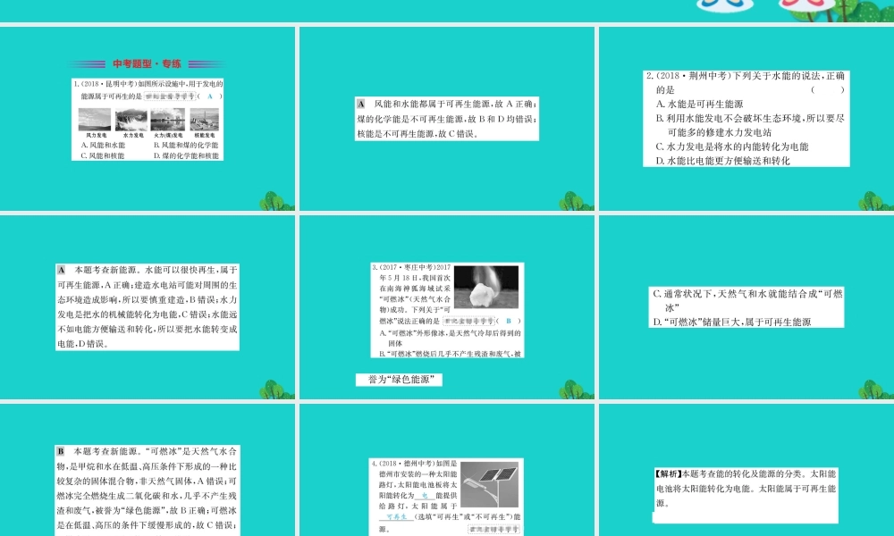 九年级物理全册 能源的开发和利用习题课件 (新版)沪科版 课件