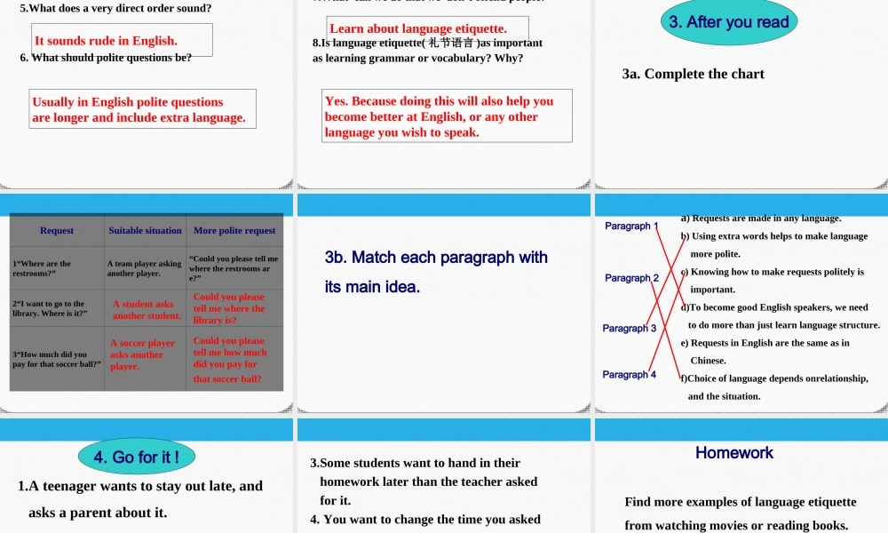 九年级英语 unit 11Could you please tell me where the restrooms are the restrooms are Reading精品课件 人教新目标版 课件