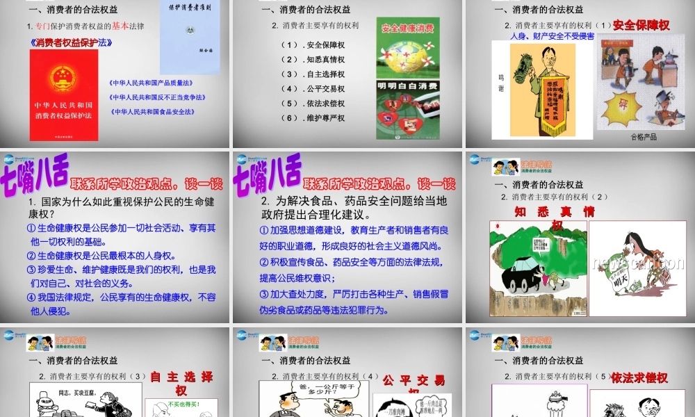 八年级政治下册 第七单元 第三课 维护消费权课件 粤教版 课件