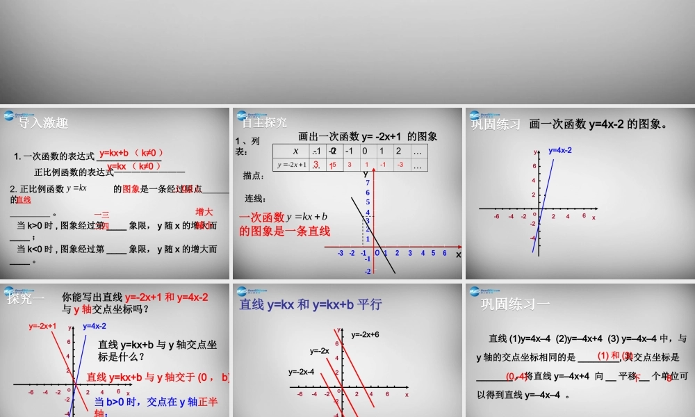 八年级数学上册 4.3 一次函数的图象课件2 (新版)北师大版 课件