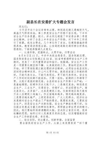 副县长在安委扩大专题会发言