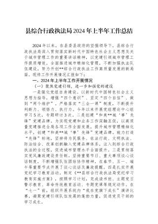 县综合行政执法局2024年上半年工作总结