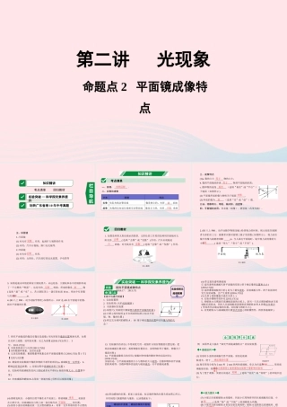 广东省中考物理一轮复习 第二讲 光现象 命题点2 平面镜成像特点课件