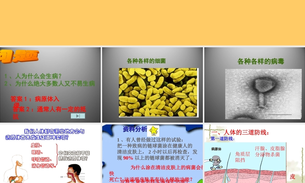 免疫和计划免疫课件人教版八年级下册