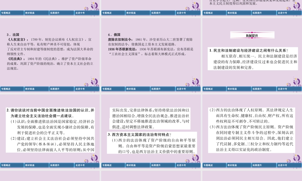 中考历史总复习 第二编 热点专题突破 专题4 近代以来中外民主与法制建设课件