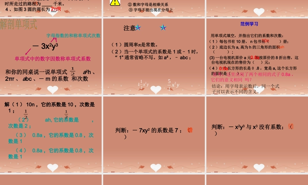 中学七年级数学上册 2.1 整式(第2课时)单项式课件2 (新版)新人教版 课件