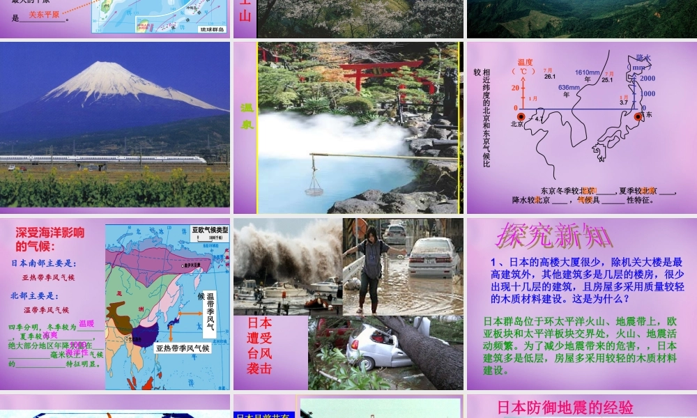 中学七年级地理下册 8.1 日本课件 湘教版 课件